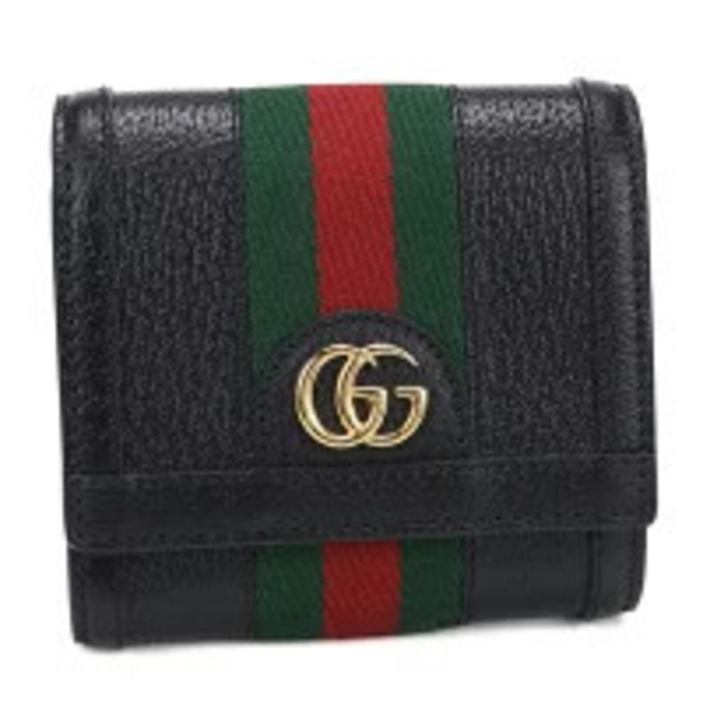 Gucci Bi fold Wallet Compact Ophidia Leather Black